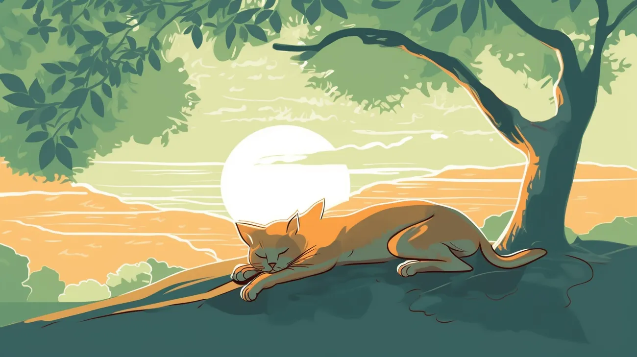 Cat sleeping in a cool spot outside during hot weather