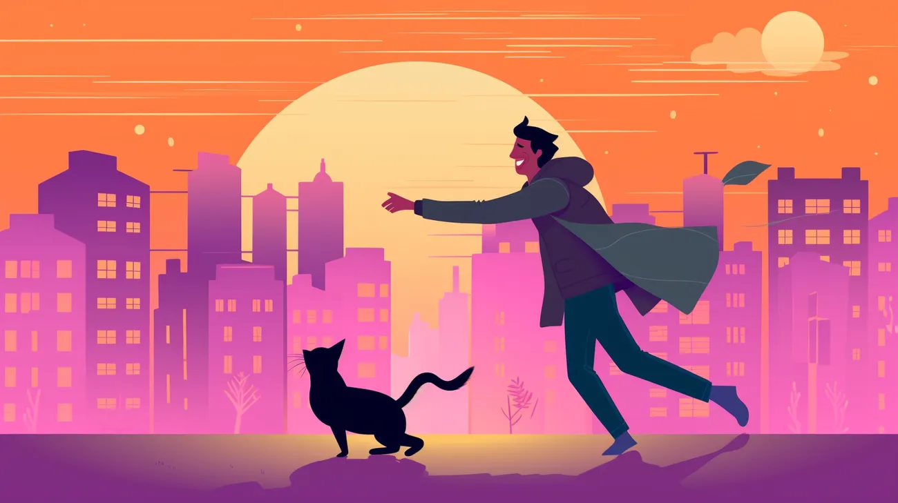 A happy cat owner being reunited with their cat after several days