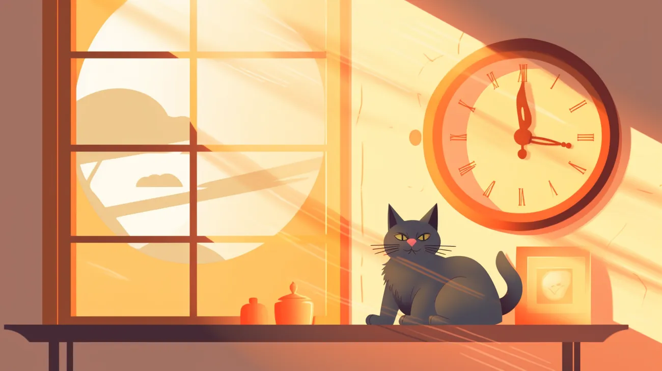 Katze sitzt in einem sonnendurchfluteten Fenster und illustriert die Rolle der inneren Uhr bei täglichen Routinen