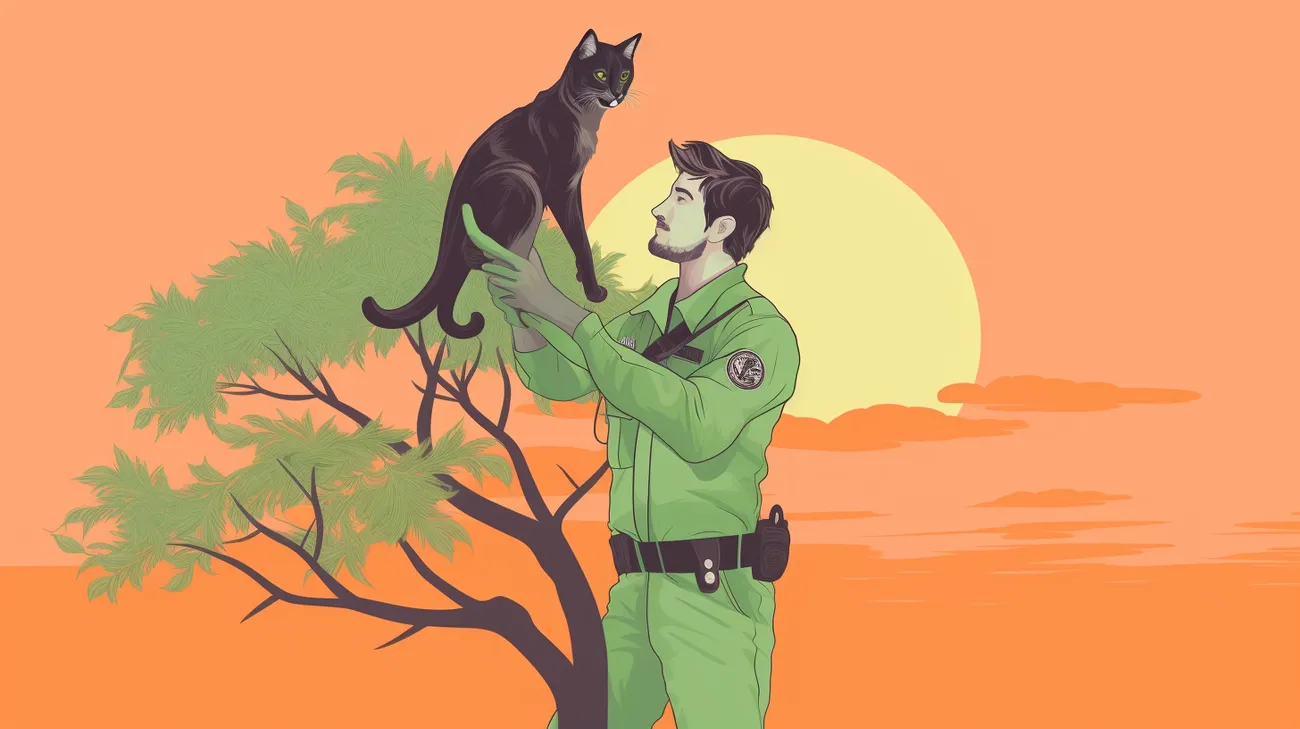 Tierschutzbeauftragter rettet eine verlorene Katze aus einem Baum