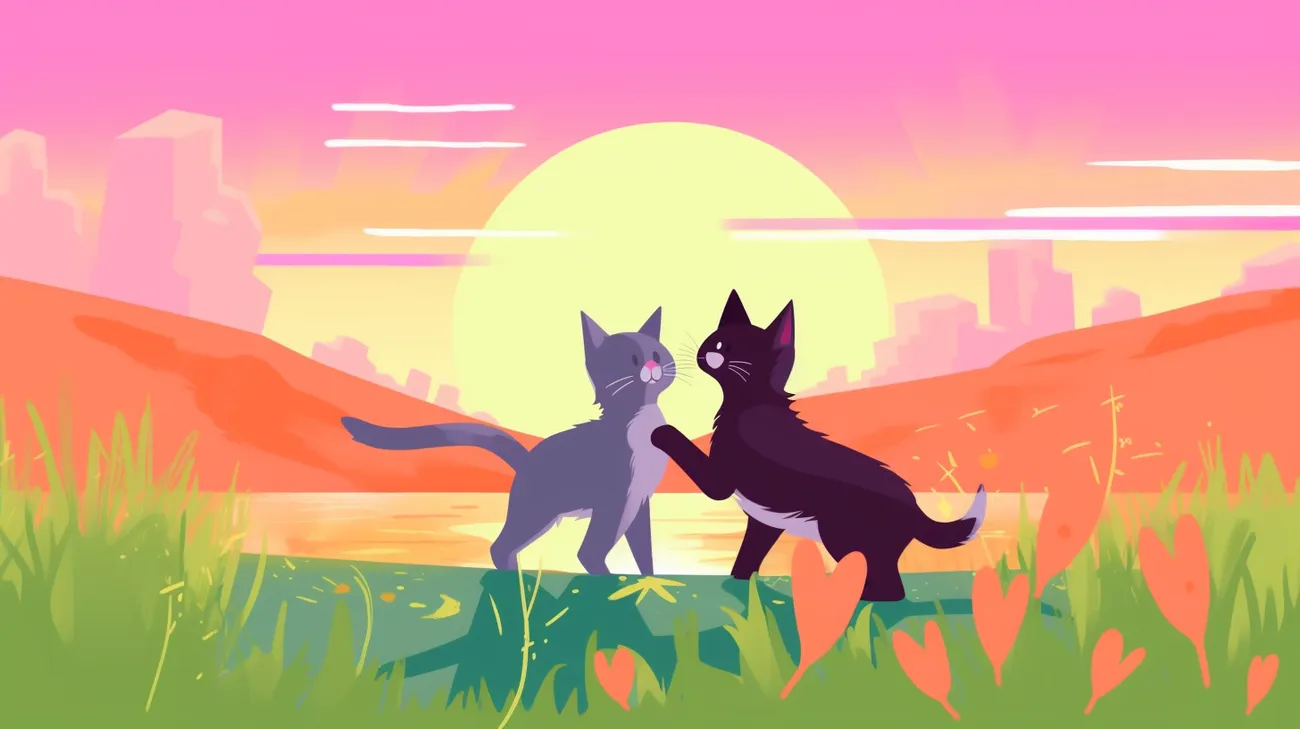 Zwei Katzen in einer territorialen Auseinandersetzung im Freien