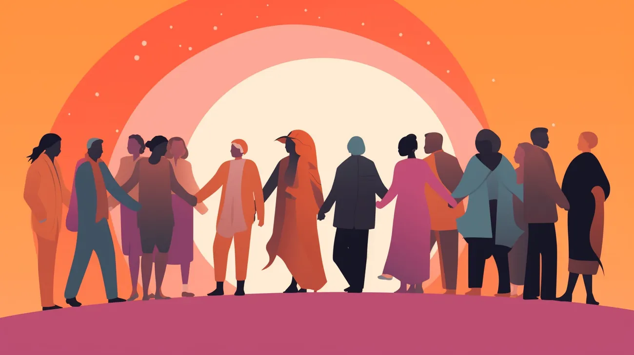 A community support group huddled together