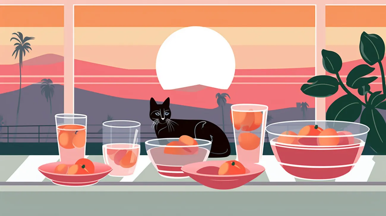 Een kat kijkt naar veel eten