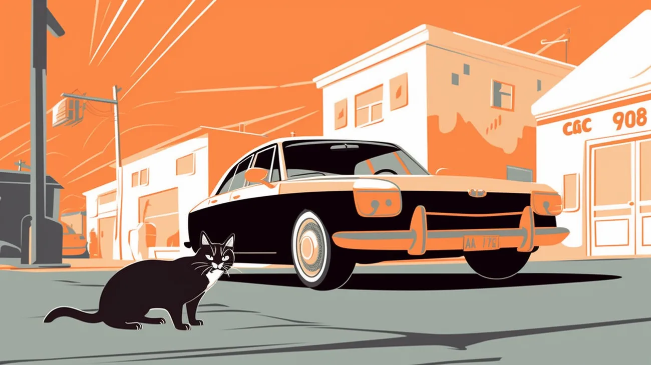 a cat hiding near a car