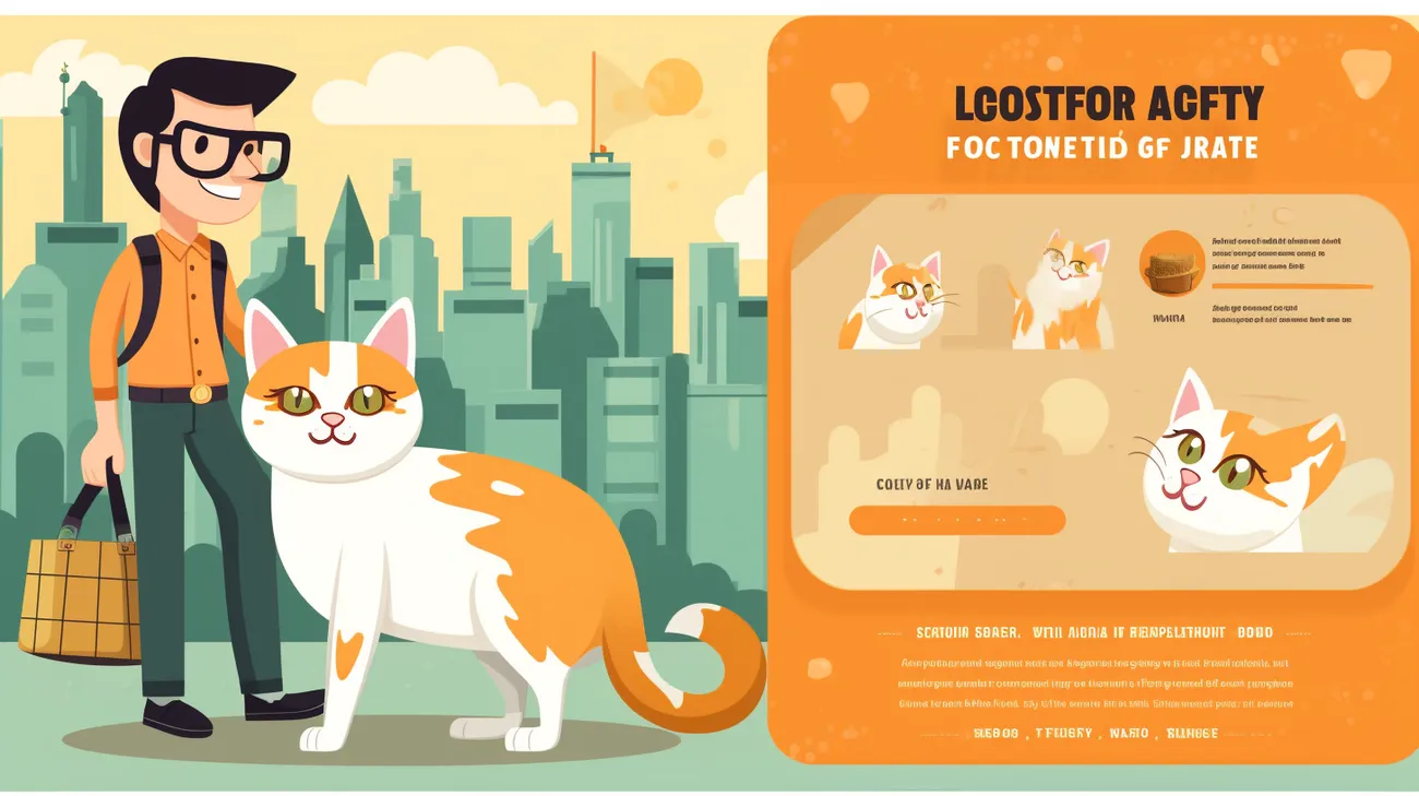 Ein gut gestalteter Flyer für die verlorene Katze und eine Person, die Flyer verteilt