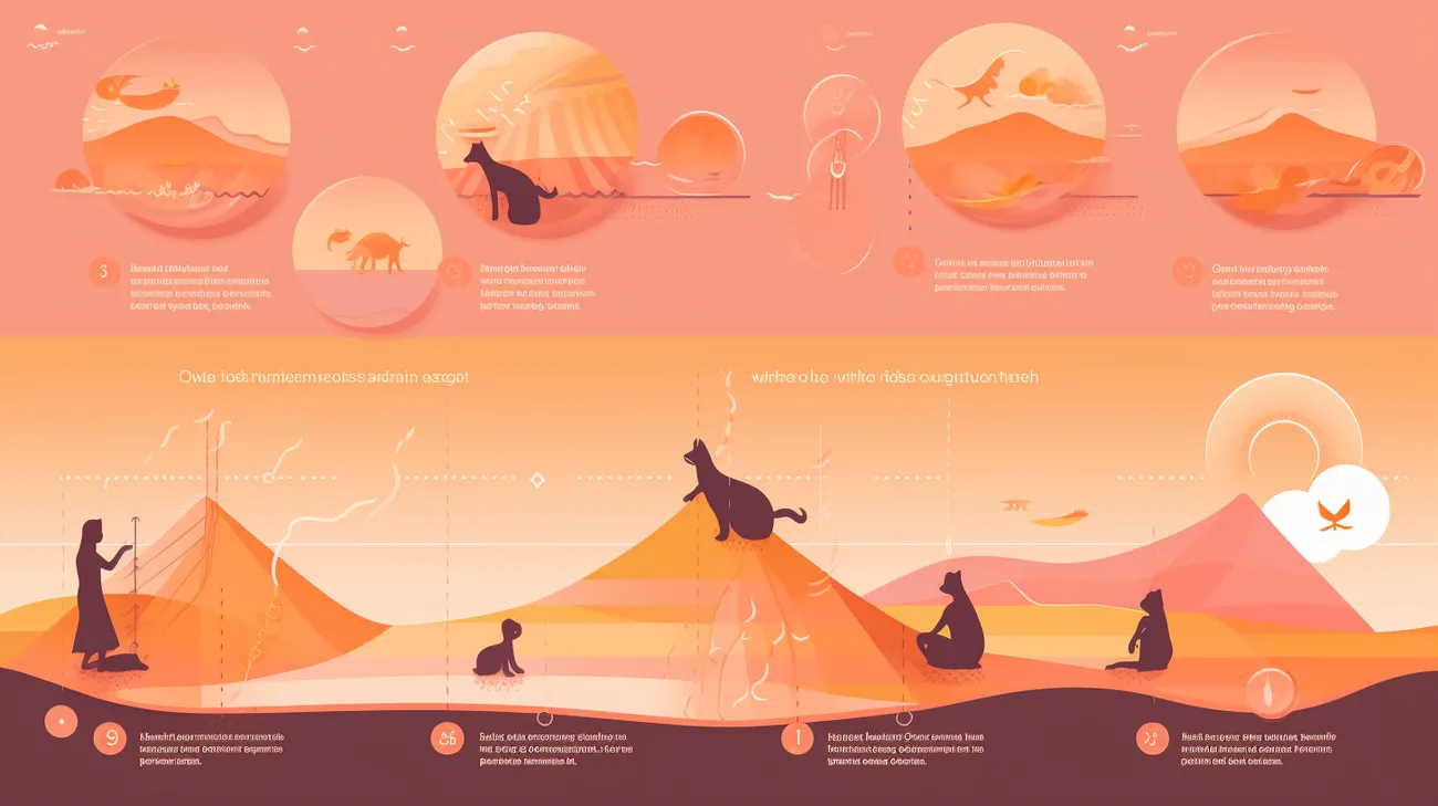 Illustration of cat pregnancy stages and their effects on behavior
