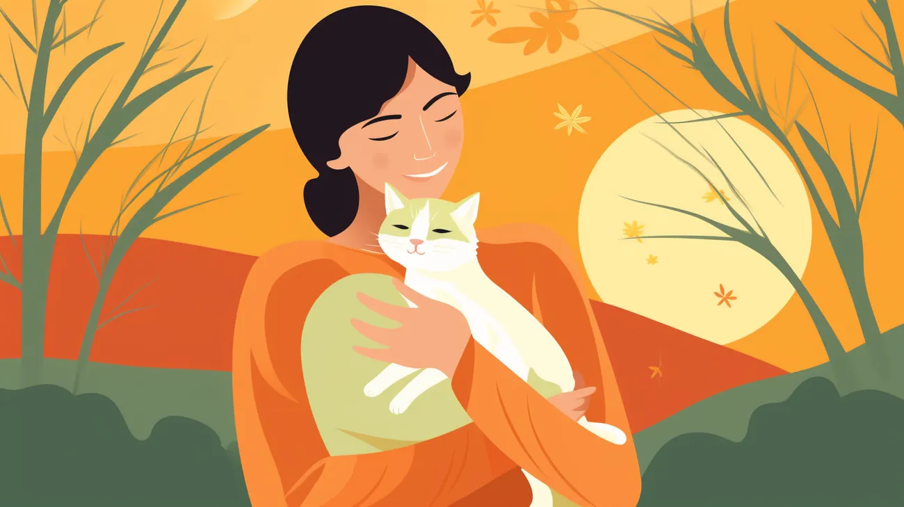 A comforting image of a person hugging their found cat, representing hope and support
