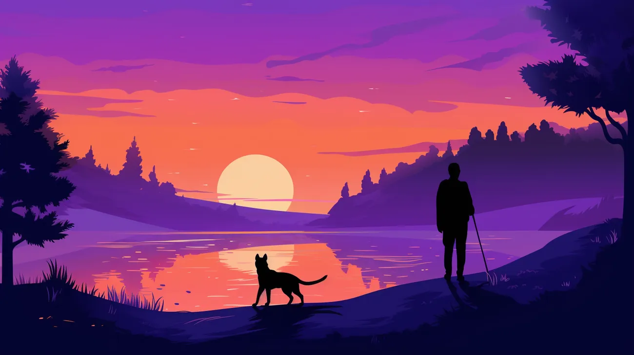 Image of a person searching for a cat at night with a flashlight