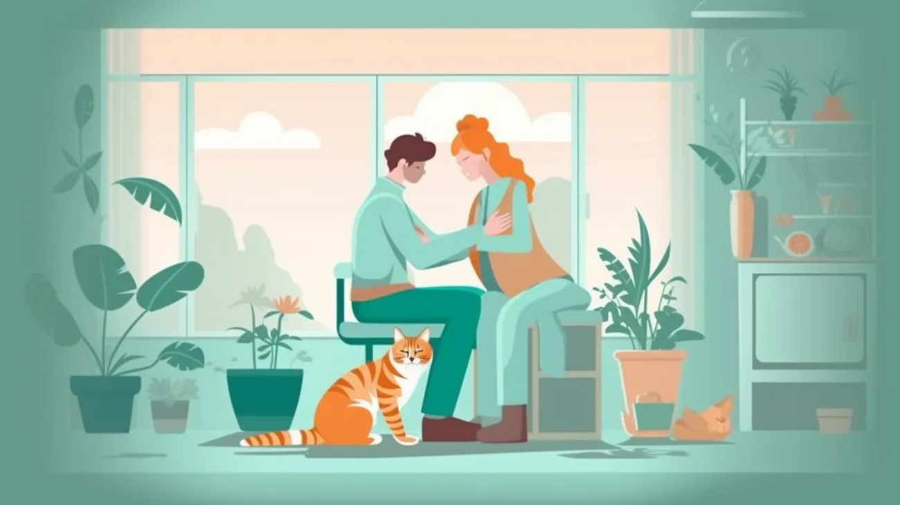 A cat owner comforting their stressed cat after a vet visit