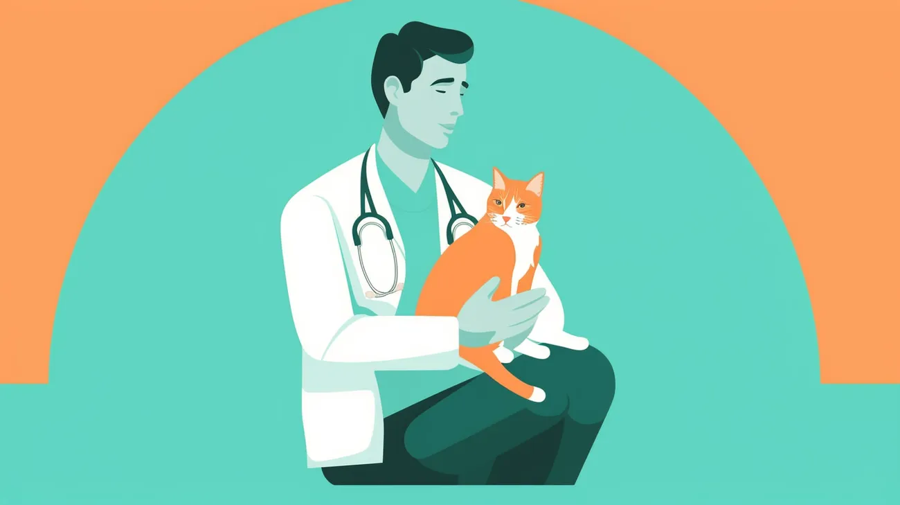Eine Katze, die von einem Tierarzt gehalten wird