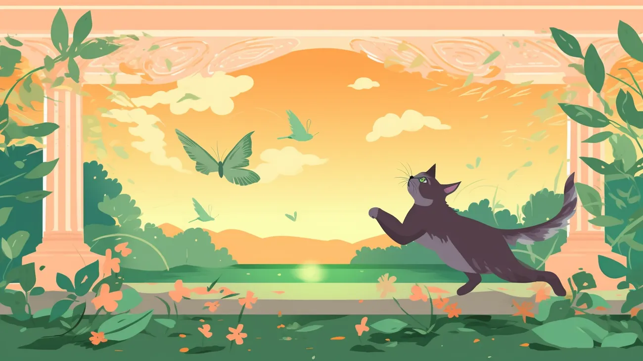A cat hunting a bird in the wild