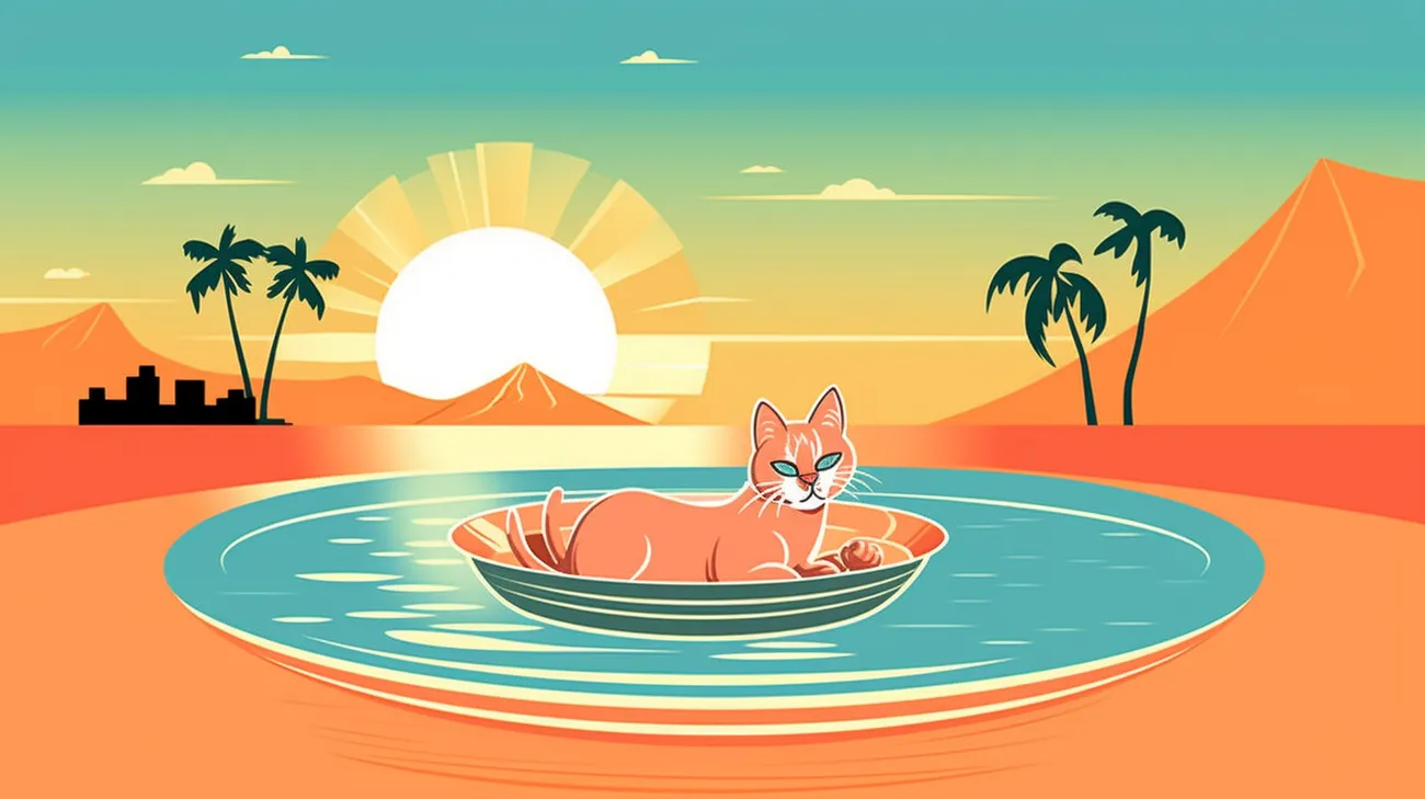 Cat drinking water on a hot day
