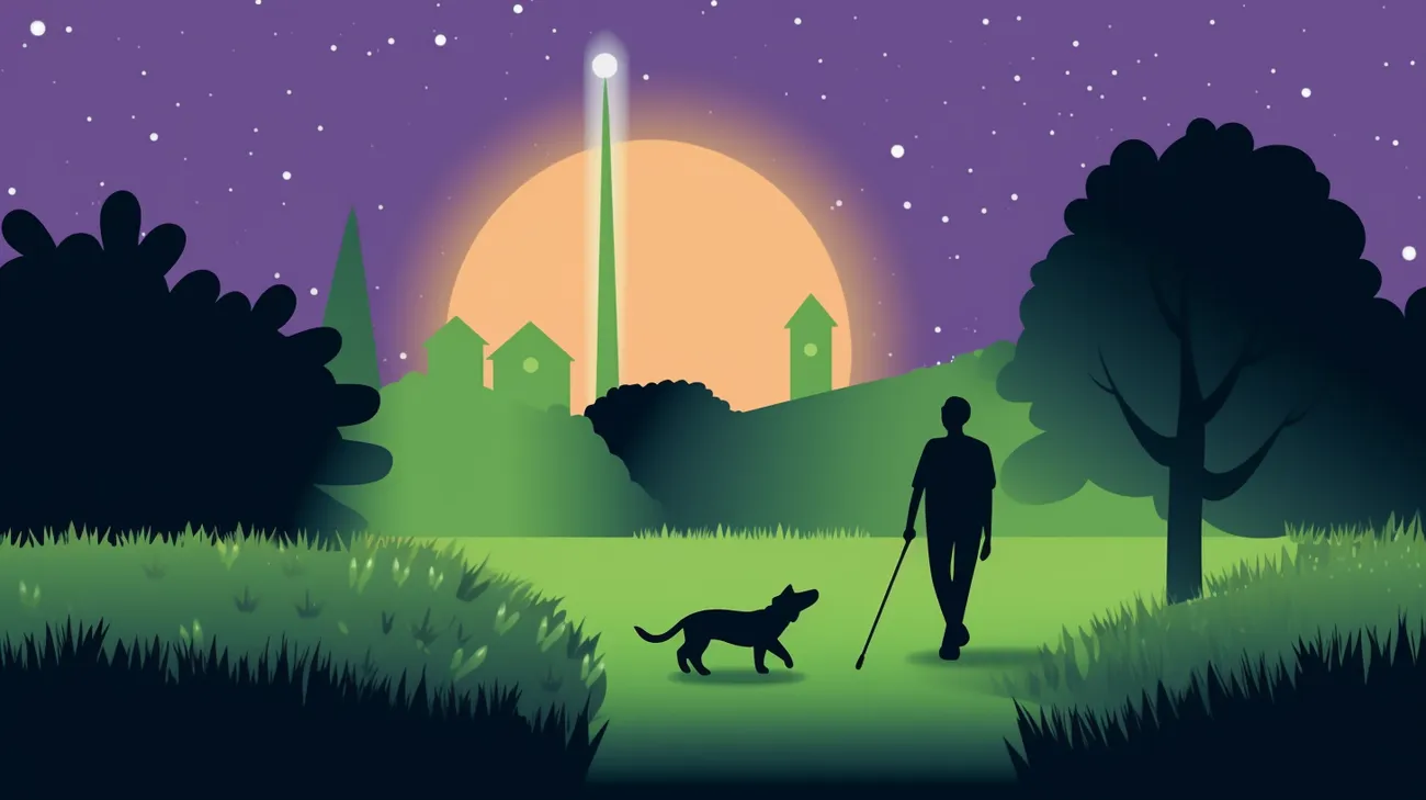 Searching for a lost cat with a flashlight in the neighborhood