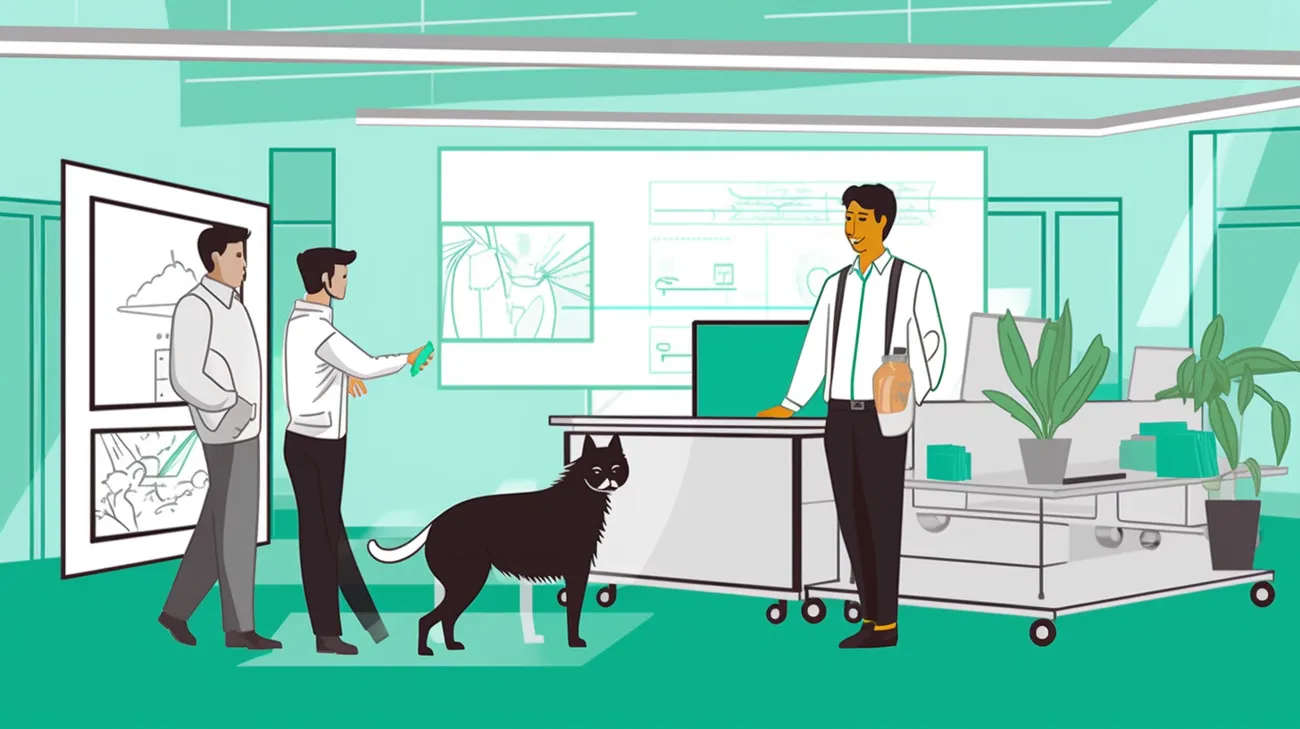 A pet owner talking to the building management about their lost cat