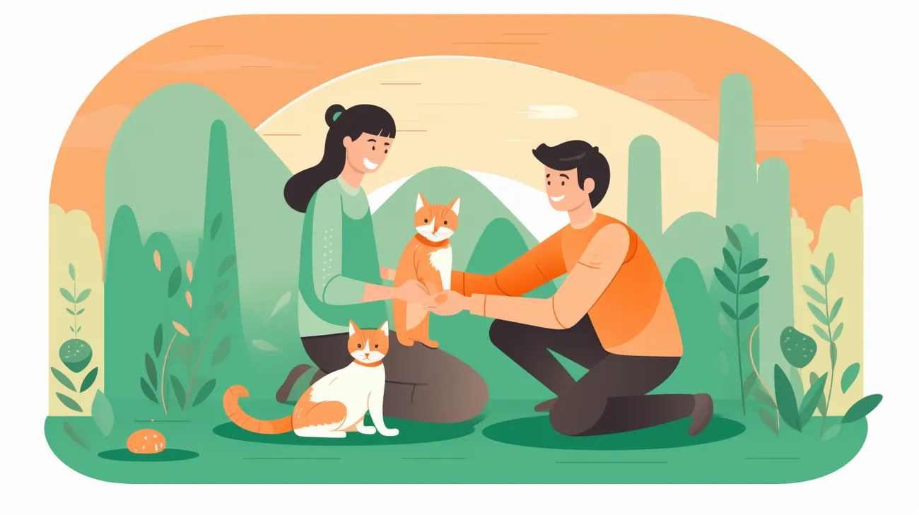A concerned pet owner talking to a veterinary staff member about their lost kitten in the woods